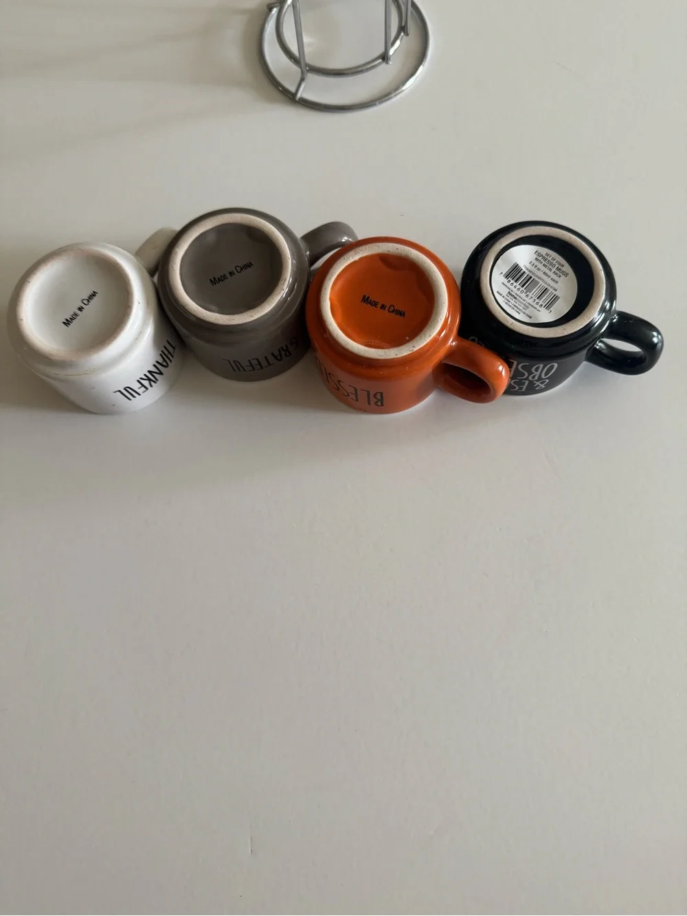 Home Essentials Stackable Mugs Set - White, Gray, Orange, Black